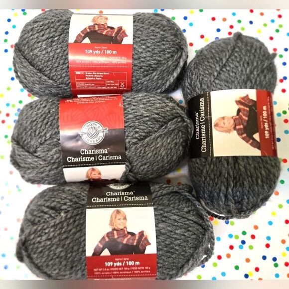LOOPSโ& THREADS CHARISMA CHARCOAL 3.5 Oz Per Skein 109 Yds X4 - Picture 1 of 12